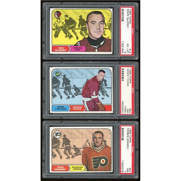 Lof of 3 x 1968-69 Topps Hockey Cards (PSA)