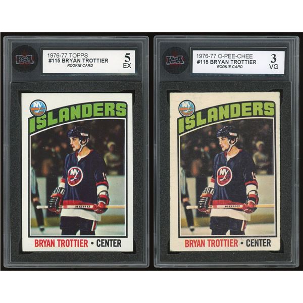 Lot of 2 x 1976-77 Topps/OPC Bryan Trottier RCs (KSA)