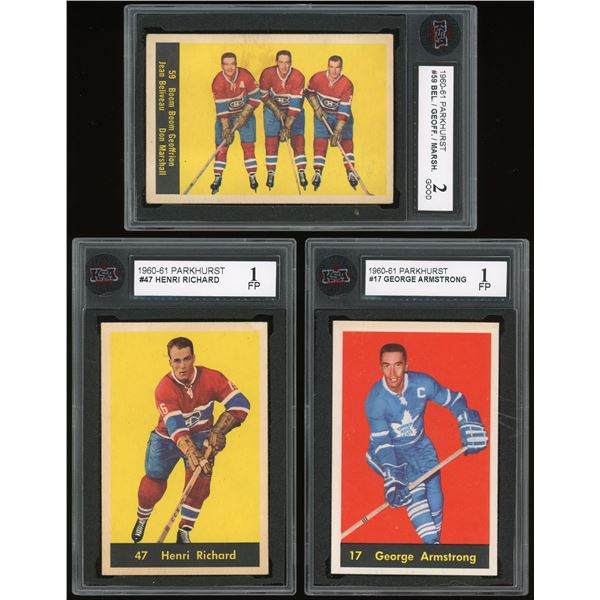 Lot of 3 x 1960-61 Parkhurst Hockey Cards (KSA)