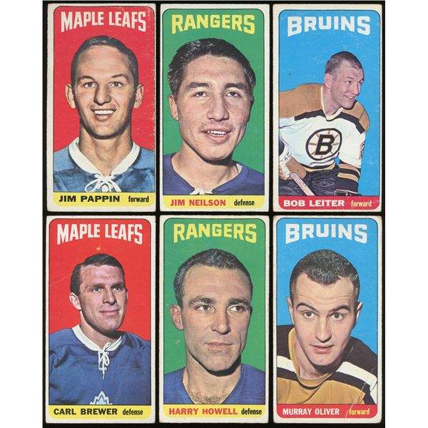 Lot of 6 x 1964-65 Topps Hockey Cards (High #s)