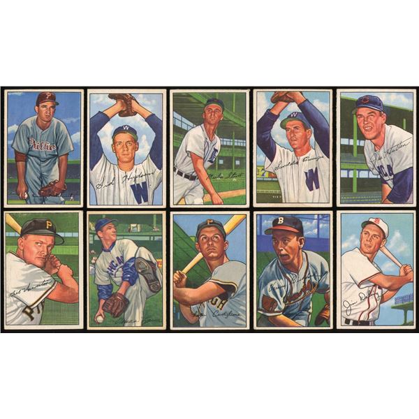 Lot of 10 x 1952 Bowman Baseball Cards