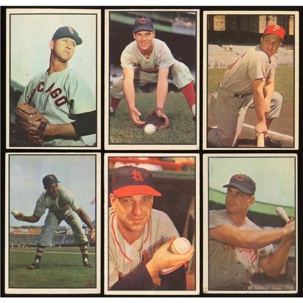 Lot of 6 x 1953 Bowman Color Baseball Cards