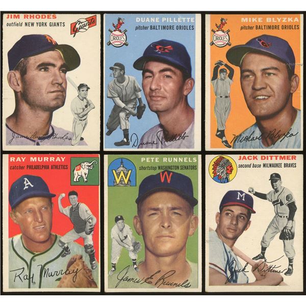 Lot of 6 x 1954 Topps Baseball Cards