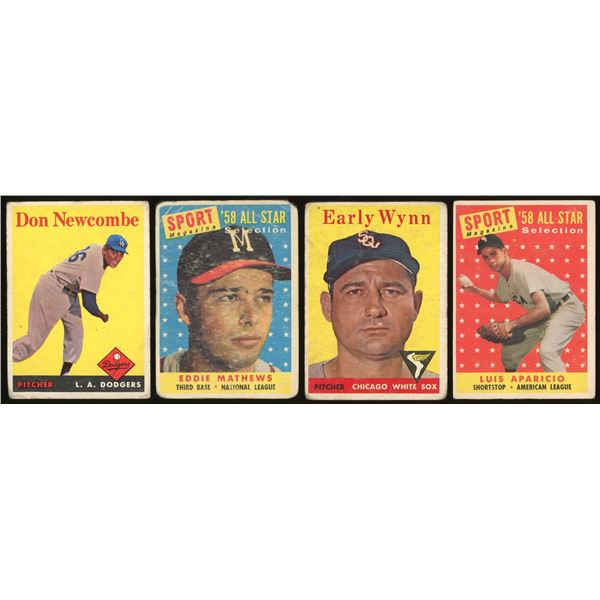 Lot of 7 x 1958 Topps Baseball Cards (Stars)