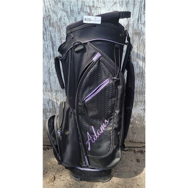 Adams Black And Purple Golf Bag With Rain Cover