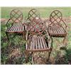 Image 2 : Four Wood Looking Metal Patio Chairs