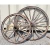 Image 1 : LOT OF 2 - WAGON WHEELS - WOODEN SPOKES