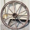 Image 3 : LOT OF 2 - WAGON WHEELS - WOODEN SPOKES