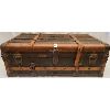 Image 1 : FLAT TOP STEAMER TRUNK W/ LEATHER STRAPS