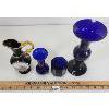 Image 2 : LOT OF 4 - PORCELAIN LIMOGES CASTEL PITCHER, COBALT GLASS VASES & ETC