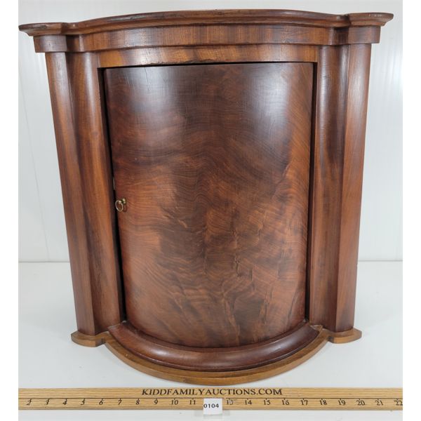 BURLED MAHOGANY (?) CORNER CABINET