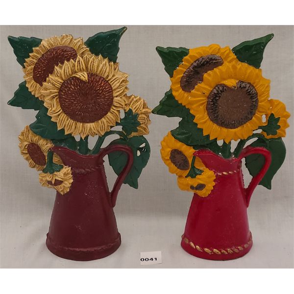 LOT OF 2 - SUNFLOWER CAST IRON DOOR STOPS