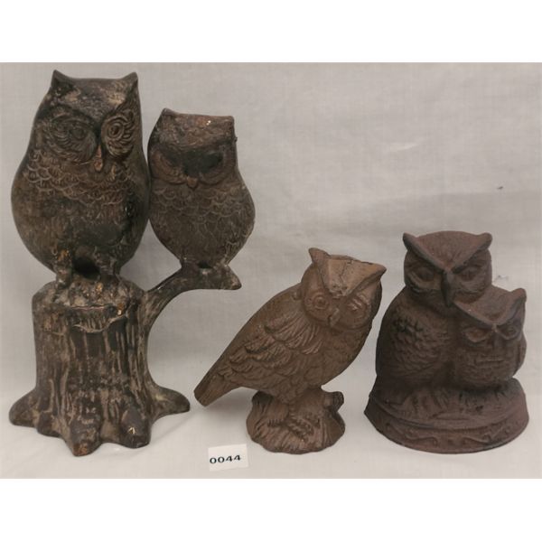 LOT OF 3 - CAST IRON FIGURAL OWLS 