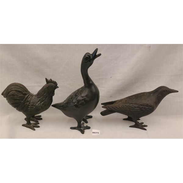 LOT OF 3 - CAST IRON BIRDS