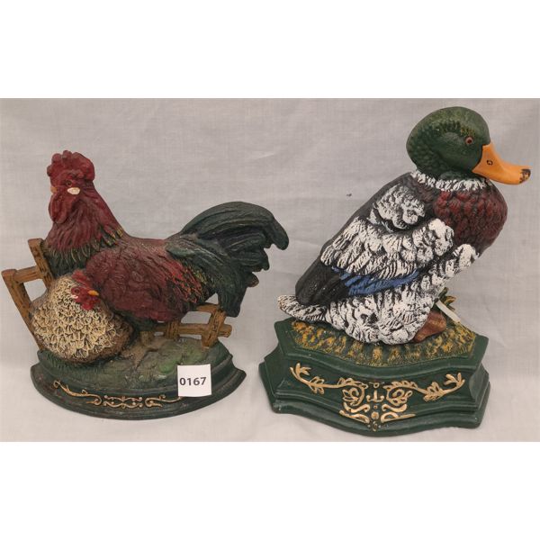 LOT OF 2 - FARM BIRD CAST IRON DOOR STOPS