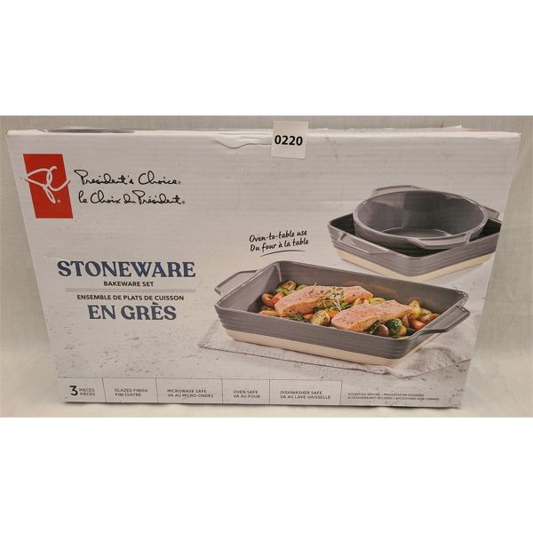 PRESIDENT'S CHOICE 3 PC STONEWARE SET - AS NEW