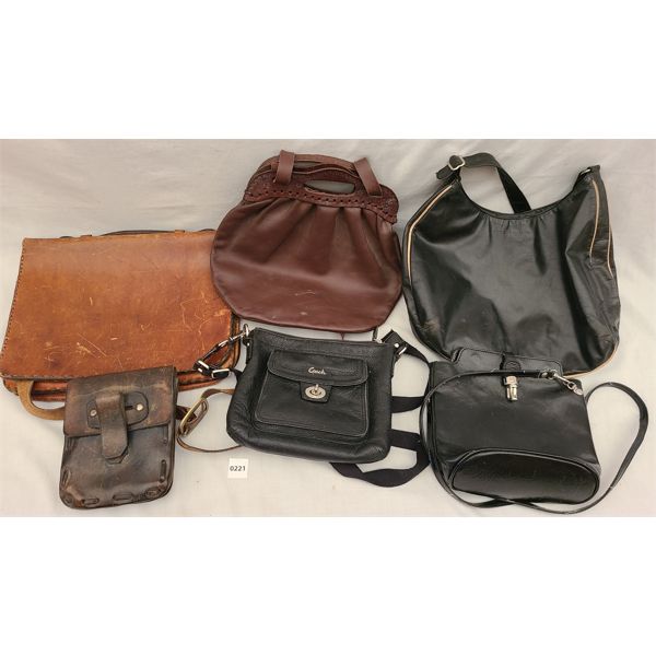 LOT OF 6 - PURSES AND POUCHES - INCL COACH, RED SACK ETC.