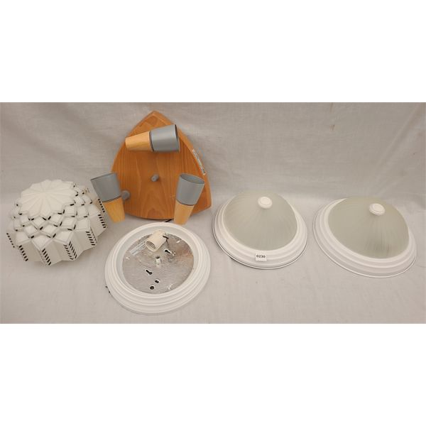 LOT OF 5 - CEILING LIGHT FIXTURES AND GLOBE 