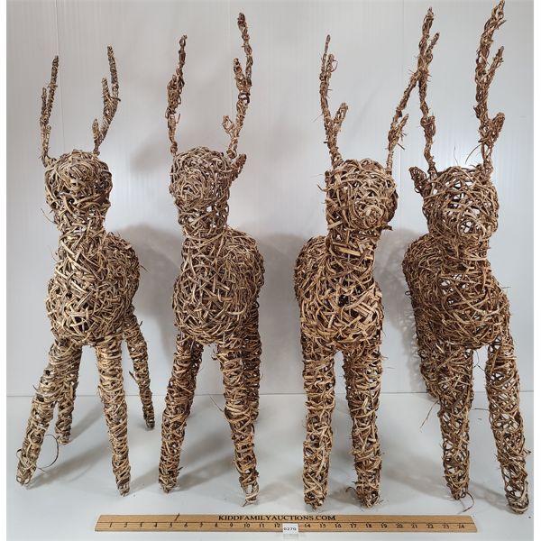 LOT OF 4 - RATTAN REINDEER