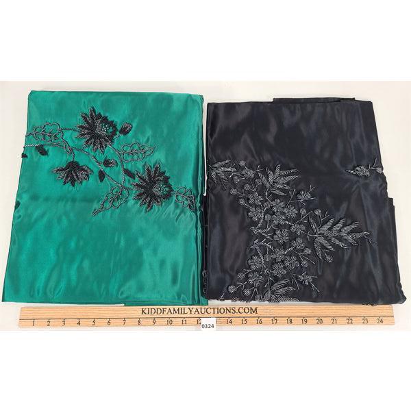 LOT OF 2 - HEAVY SATIN BEADED SHAWLS 