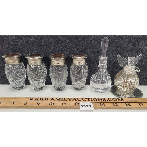 LOT OF 6 - SWAROVSKI ANGEL & CRYSTAL PURFUME BOTTLES