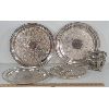 Image 1 : LOT OF 5 - SILVER PLATED SERVING PLATTERS & CHAFFING BURNER 