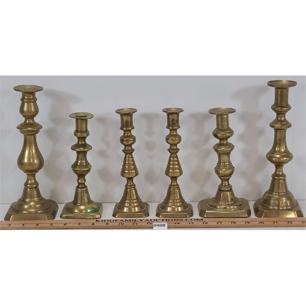 LOT OF 6 - BRASS CANDLE HOLDERS