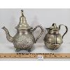 Image 1 : LOT OF 2 - SILVER TONED ARABIAN STYLE TEA POT & PITCHER