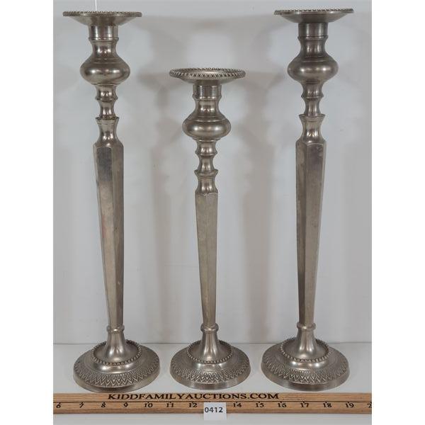 LOT OF 3 - SILVER PLATED CANDLE STICK HOLDERS