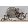 Image 5 : LOT OF 4 - OLD BRITISH PEWTER - PLATE, SUGAR WELL W/SPOON & TEA POT - CIRCA 1800's
