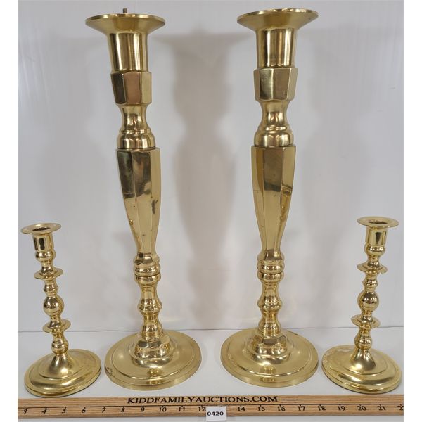 LOT OF 4 - BRASS CANDLE HOLDERS 