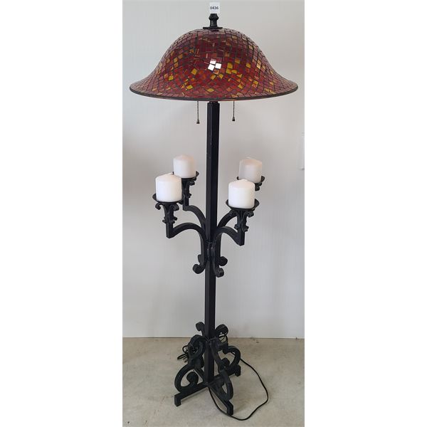 TIFFANY STYLE WROUGHT IRON FLOOR LAMP