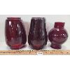 Image 1 : LOT OF 3 - CRANBERRY GLASS LAMP SHADES