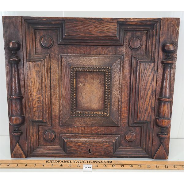 CARVED WALNUT DOOR PANEL W/ KEY HOLE 