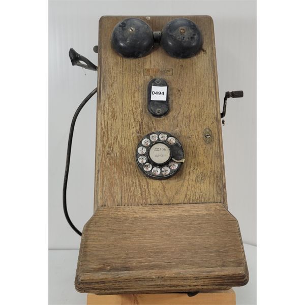 OAK NORTHERN ELECTRIC WALL TELEPHONE