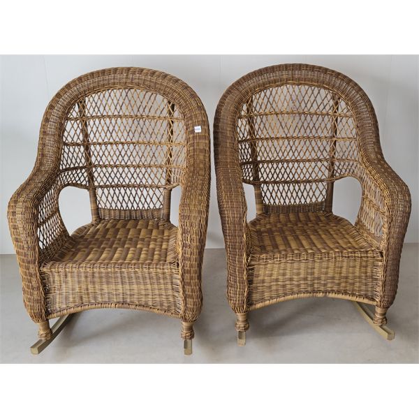 LOT OF 2 -  HIS & HERS  WICKER ROCKING CHAIRS