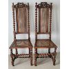Image 1 : LOT OF 2 - OAK HIGH BACK, CANED CHAIRS W/BARLEY TWIST DETAIL
