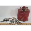 Image 1 : JOB LOT - RED GAS CAN W/ HANDLE & SPOUT, MISC KEYS & POCKET KNIVES