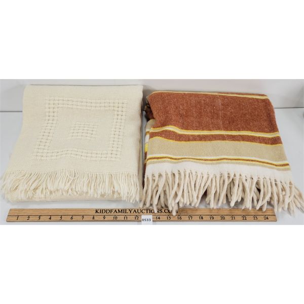 LOT OF 2 - WOOL & WOOL BLEND THROWS