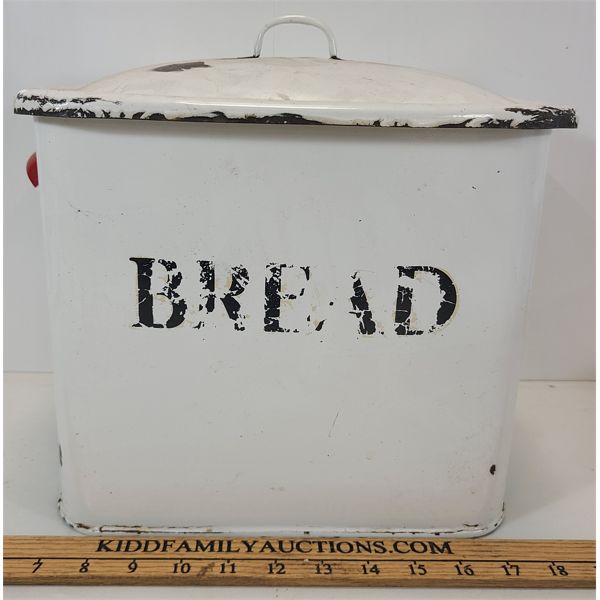 ENAMEL BREAD BIN W/ LID