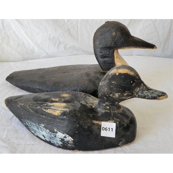 LOT OF 2 - WOODEN DUCK DECOYS - UNSIGNED