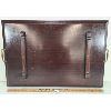 Image 3 : MAHOGANY TONE SERVING TRAY W/ BRASS HANDLES