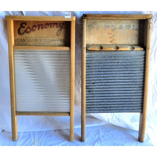 LOT OF 2 - WASHBOARDS - PEARL ENAMEL & ECONOMY GLASS 