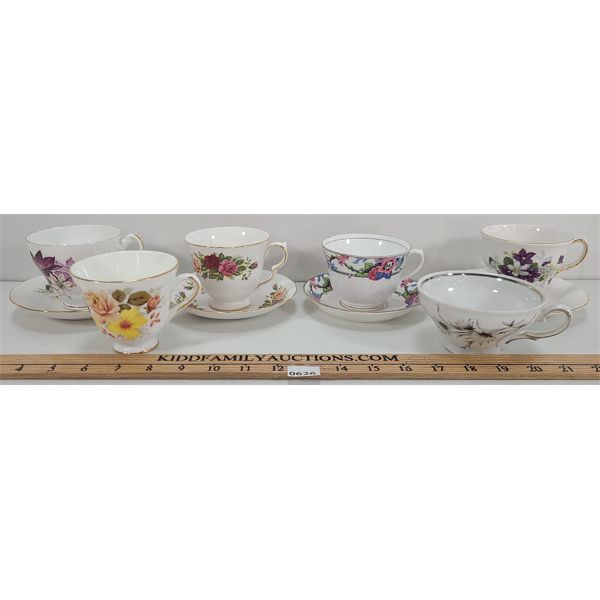 LOT OF 6 - TEACUPS & PLATES INCL ROYAL VALE & ROYAL TARA