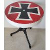 Image 1 : WROUGHT IRON ROUND TABLE - IRON CROSS DESIGNED ENAMEL TOP