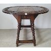 Image 1 : OAK (?) DROP LEAF CARVED TABLE