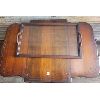 Image 2 : LOT OF 2 - MAHOGANY DROP LEAF TEA CART & SERVING TRAY