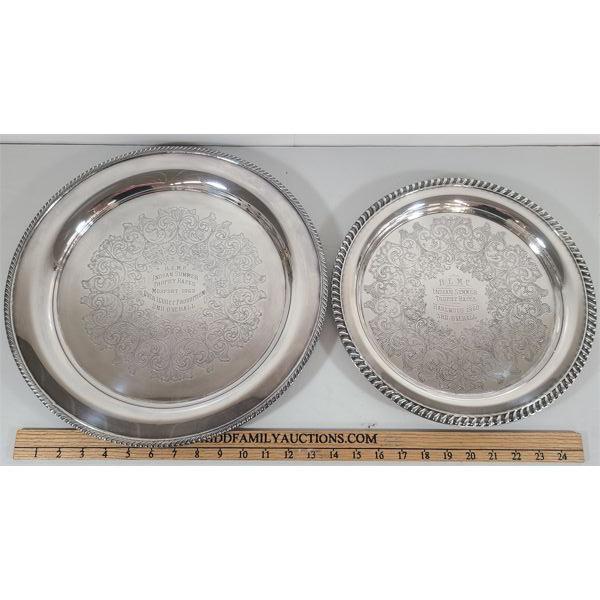 LOT OF 2 - 1962 MOSPORT SILVER SERVING TRAYS 