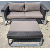 Image 1 : LOT OF 2 - RESIN WICKER LOOK OUTDOOR PATIO LOVE SEAT & TABLE