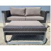 Image 3 : LOT OF 2 - RESIN WICKER LOOK OUTDOOR PATIO LOVE SEAT & TABLE